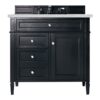 James Martin 650-V36-BKO-3ENC Brittany 36 Inch Single Vanity Cabinet with Ethereal Noctis Quartz Top - Black Onyx