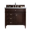 James Martin 650-V36-BNM-3AF Brittany 36 Inch Burnished Mahogany Single Vanity with 3 cm Arctic Fall Solid Surface Top