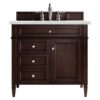 James Martin 650-V36-BNM-3ENC Brittany 36 Inch Single Vanity Cabinet with Ethereal Noctis Quartz Top - Burnished Mahogany