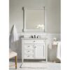 James Martin 650-V36-BW-3ESR Brittany 36 Inch Bright White Single Vanity with 3 CM Eternal Serena Quartz Top