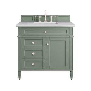 James Martin 650-V36-SC-3AF Brittany 36 Inch Smokey Celadon Single Sink Vanity with 3 cm Arctic Fall Top