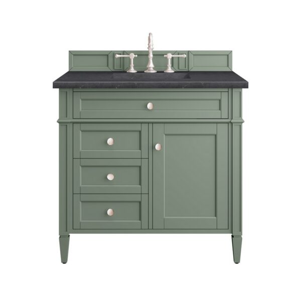 James Martin 650-V36-SC-3CSP Brittany 36 Inch Smokey Celadon Single Sink Vanity with 3 cm Charcoal Soapstone Top