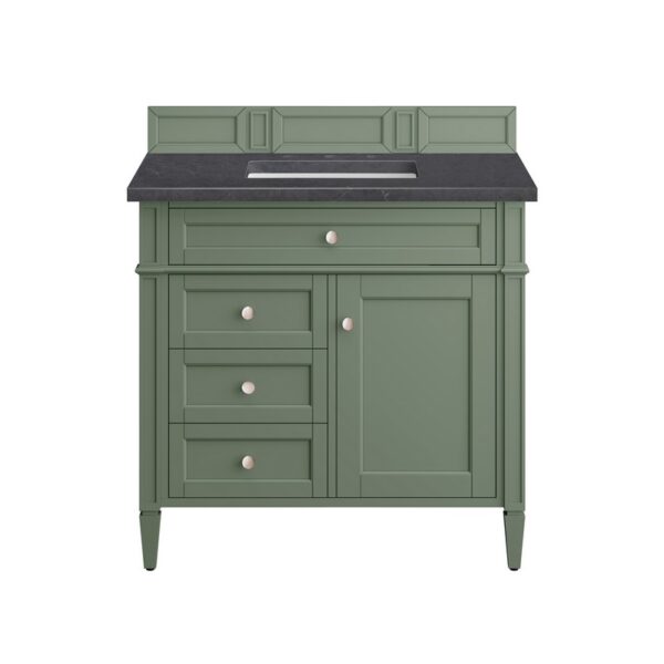 James Martin 650-V36-SC-3CSP Brittany 36 Inch Smokey Celadon Single Sink Vanity with 3 cm Charcoal Soapstone Top