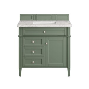 James Martin 650-V36-SC-3EJP Brittany 36 Inch Smokey Celadon Single Sink Vanity with 3 cm Eternal Jasmine Pearl Top