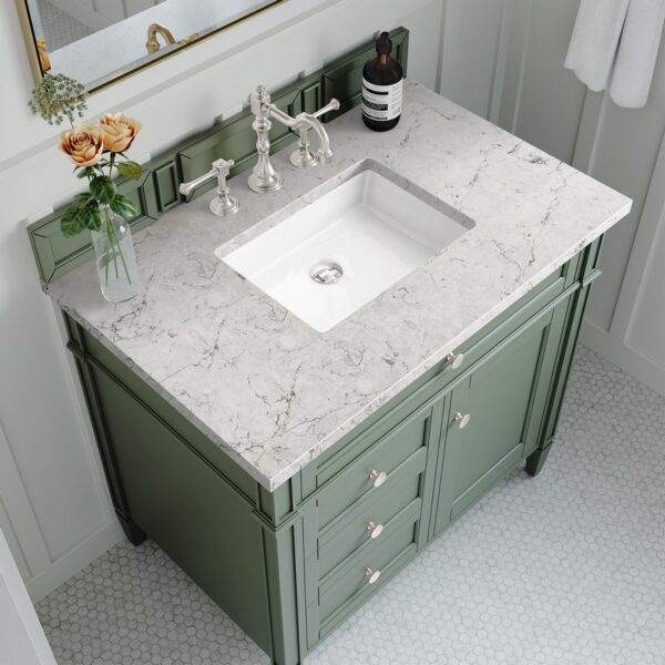 James Martin 650-V36-SC-3EJP Brittany 36 Inch Smokey Celadon Single Sink Vanity with 3 cm Eternal Jasmine Pearl Top