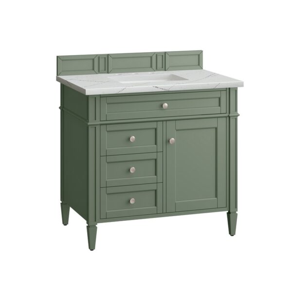 James Martin 650-V36-SC-3ENC Brittany 36 Inch Smokey Celadon Single Sink Vanity with 3 cm Ethereal Noctis Top