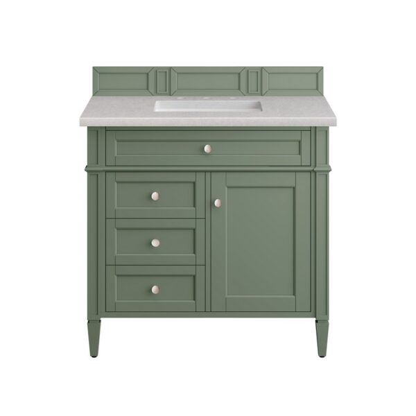 James Martin 650-V36-SC-3ESR Brittany 36 Inch Smokey Celadon Single Sink Vanity with 3 cm Eternal Serena Top