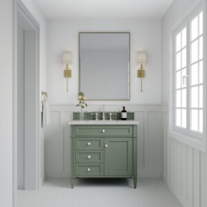 James Martin 650-V36-SC-3ESR Brittany 36 Inch Smokey Celadon Single Sink Vanity with 3 cm Eternal Serena Top