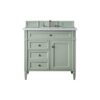 James Martin 650-V36-SGR-3CAR Brittany 36 Inch Sage Green Single Vanity with 3 CM Carrara Marble Top