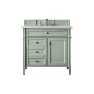 James Martin 650-V36-SGR-3ESR Brittany 36 Inch Sage Green Single Vanity with 3 CM Eternal Serena Quartz Top