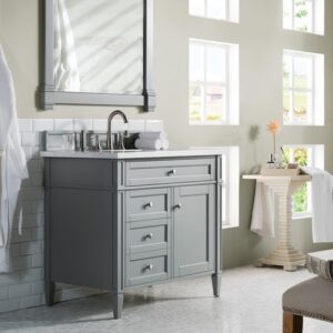 James Martin 650-V36-UGR-3AF Brittany 36 Inch Urban Gray Single Vanity with 3 cm Arctic Fall Solid Surface Top