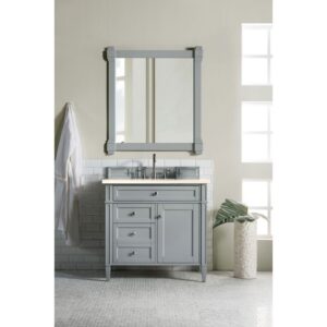 James Martin 650-V36-UGR-3EMR Brittany 36 Inch Urban Gray Single Vanity with 3 CM Eternal Marfil Quartz Top