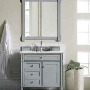 James Martin 650-V36-UGR-3ENC Brittany 36 Inch Single Vanity Cabinet with Ethereal Noctis Quartz Top - Urban Gray