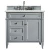 James Martin 650-V36-UGR-3ENC Brittany 36 Inch Single Vanity Cabinet with Ethereal Noctis Quartz Top - Urban Gray