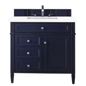 James Martin 650-V36-3WZ Brittany 36 Inch Single Vanity with 3cm White Zeus Quartz Top