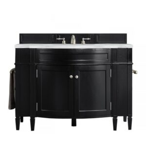 James Martin 650-V46R-BKO-AF Brittany 46 Inch Single Vanity in Black Onyx with 3 CM Arctic Fall Solid Surface Top