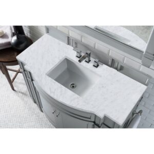 James Martin 650-V46R-UGR-CAR Brittany 46 Inch Single Vanity in Urban Gray with 3 CM Carrara Marble Top