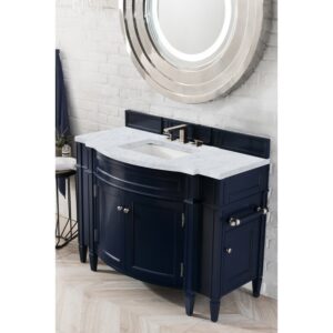 James Martin 650-V46R-VBL-CAR Brittany 46 Inch Single Vanity in Victory Blue with 3 CM Carrara Marble Top