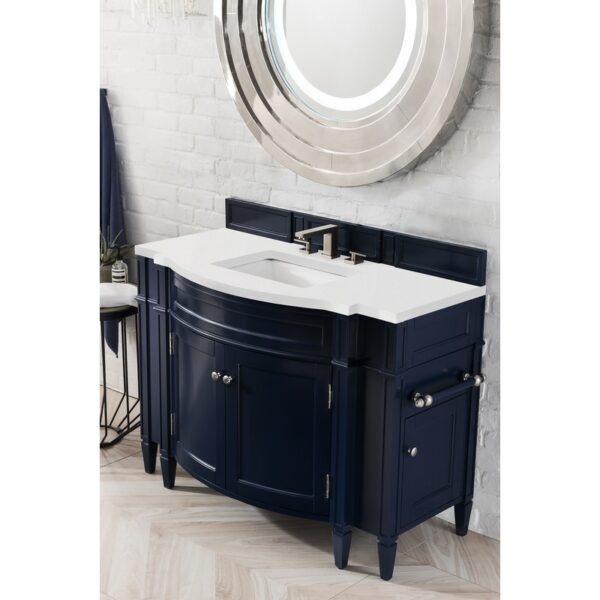 James Martin 650-V46R-WZ Brittany 46 1/2 Inch Single Vanity with 3 CM White Zeus Quartz Top