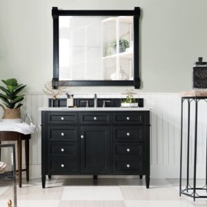 James Martin 650-V48-BKO-3ENC Brittany 48 Inch Single Vanity Cabinet with Ethereal Noctis Quartz Top - Black Onyx