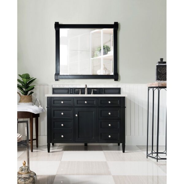 James Martin 650-V48-BKO-3ESR Brittany 48 Inch Black Onyx Single Vanity with 3 CM Eternal Serena Quartz Top