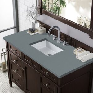 James Martin 650-V48-BNM-3CBL Brittany 48 Inch Single Vanity Cabinet with Cala Blue Quartz Top - Burnished Mahogany