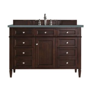 James Martin 650-V48-BNM-3CBL Brittany 48 Inch Single Vanity Cabinet with Cala Blue Quartz Top - Burnished Mahogany