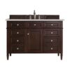 James Martin 650-V48-BNM-3ESR Brittany 48 Inch Burnished Mahogany Single Vanity with 3 CM Eternal Serena Quartz Top