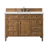 James Martin 650-V48-SBR-3ENC Brittany 48 Inch Single Vanity Cabinet with Ethereal Noctis Quartz Top - Saddle Brown