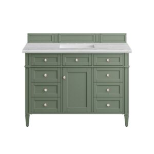 James Martin 650-V48-SC-3AF Brittany 48 Inch Smokey Celadon Single Sink Vanity with 3 cm Arctic Fall Top