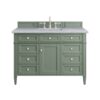 James Martin 650-V48-SC-3CAR Brittany 48 Inch Smokey Celadon Single Sink Vanity with 3 cm Carrara Marble Top