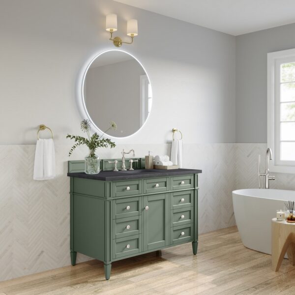 James Martin 650-V48-SC-3CSP Brittany 48 Inch Smokey Celadon Single Sink Vanity with 3 cm Charcoal Soapstone Top