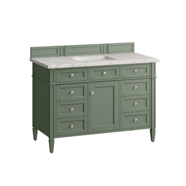 James Martin 650-V48-SC-3EJP Brittany 48 Inch Smokey Celadon Single Sink Vanity with 3 cm Eternal Jasmine Pearl Top