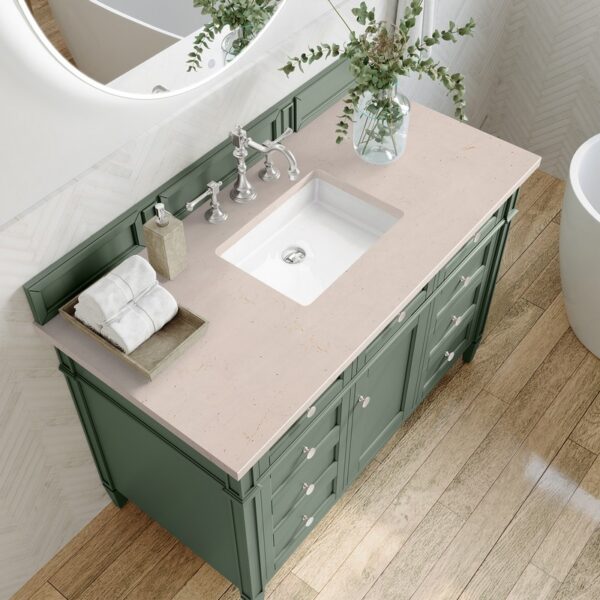 James Martin 650-V48-SC-3EMR Brittany 48 Inch Smokey Celadon Single Sink Vanity with 3 cm Eternal Marfil Top