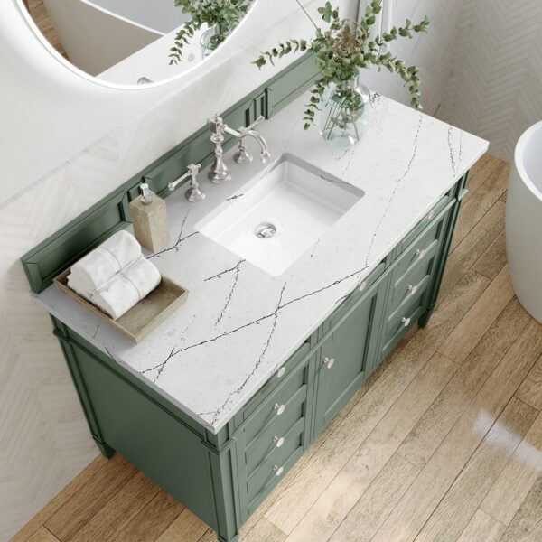 James Martin 650-V48-SC-3ENC Brittany 48 Inch Smokey Celadon Single Sink Vanity with 3 cm Ethereal Noctis Top