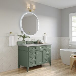 James Martin 650-V48-SC-3ESR Brittany 48 Inch Smokey Celadon Single Sink Vanity with 3 cm Eternal Serena Top