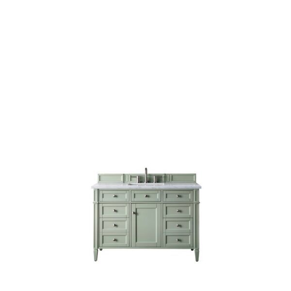 James Martin 650-V48-SGR-3AF Brittany 48 Inch Sage Green Single Vanity with 3 CM Arctic Fall Solid Surface Top