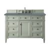 James Martin 650-V48-SGR-3CBL Brittany 48 Inch Single Vanity Cabinet with Cala Blue Quartz Top - Sage Green