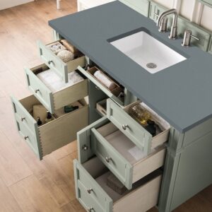 James Martin 650-V48-SGR-3CBL Brittany 48 Inch Single Vanity Cabinet with Cala Blue Quartz Top - Sage Green