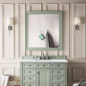 James Martin 650-V48-SGR-3ENC Brittany 48 Inch Single Vanity Cabinet with Ethereal Noctis Quartz Top - Sage Green