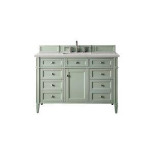 James Martin 650-V48-SGR-3ESR Brittany 48 Inch Sage Green Single Vanity with 3 CM Eternal Serena Quartz Top