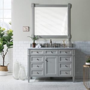 James Martin 650-V48-UGR-3CAR Brittany 48 Inch Urban Gray Single Vanity with 3 cm Carrara Marble Top