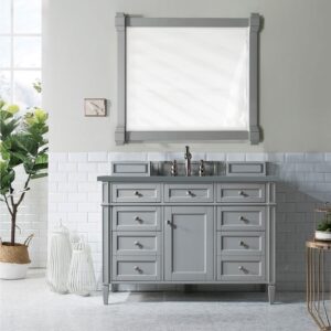 James Martin 650-V48-UGR-3CBL Brittany 48 Inch Single Vanity Cabinet with Cala Blue Quartz Top - Urban Gray