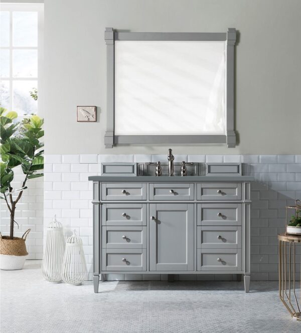 James Martin 650-V48-UGR-3CBL Brittany 48 Inch Single Vanity Cabinet with Cala Blue Quartz Top - Urban Gray