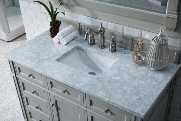 James Martin 650-V48-UGR-3CAR Brittany 48 Inch Urban Gray Single Vanity with 3 cm Carrara Marble Top