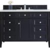 James Martin 650-V48-VBL-3AF Brittany 48 Inch Victory Blue Single Vanity with 3 cm Arctic Fall Solid Surface Top