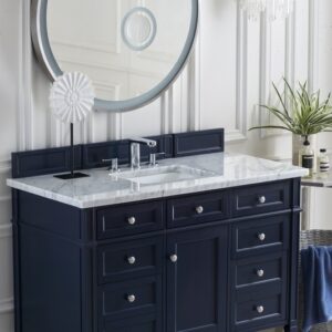 James Martin 650-V48-VBL-3CAR Brittany 48 Inch Victory Blue Single Vanity with 3 cm Carrara Marble Top