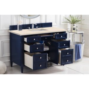 James Martin 650-V48-VBL-3EMR Brittany 48 Inch Victory Blue Single Vanity with 3 CM Eternal Marfil Quartz Top