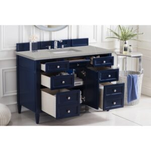 James Martin 650-V48-VBL-3ESR Brittany 48 Inch Victory Blue Single Vanity with 3 CM Eternal Serena Quartz Top