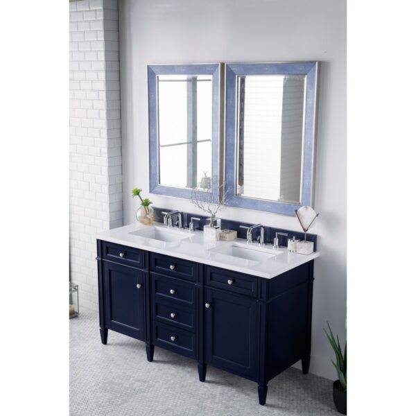 James Martin 650-V60D-3WZ Brittany 60 Inch Double Vanity with 3cm White Zeus Quartz Top